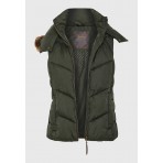 Funky Buddha Quilted Μπουφάν Αμάνικο Γυναικείο (FBL012-102-01-FOREST-GREEN)