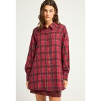 Funky Buddha Plaid Πουκάμισο Μακρυμάνικο Γυναικείο (FBL012-102-05-WINE-RED)