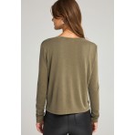 Funky Buddha Μπλούζα Με Λαιμόκοψη Γυναικεία (FBL012-102-07-DUSTY-OLIVE)