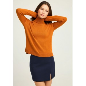 Funky Buddha Knitted Μπλούζα Με Ψηλό Λαιμό Γυναικεία (FBL012-102-09-RUSTIC-CARAMEL)