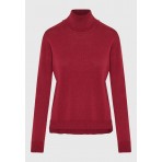 Funky Buddha Γυναικεία Μακρυμάνικη Πλεκτή Μπλούζα Μπορντό