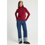 Funky Buddha Γυναικεία Μακρυμάνικη Πλεκτή Μπλούζα Μπορντό