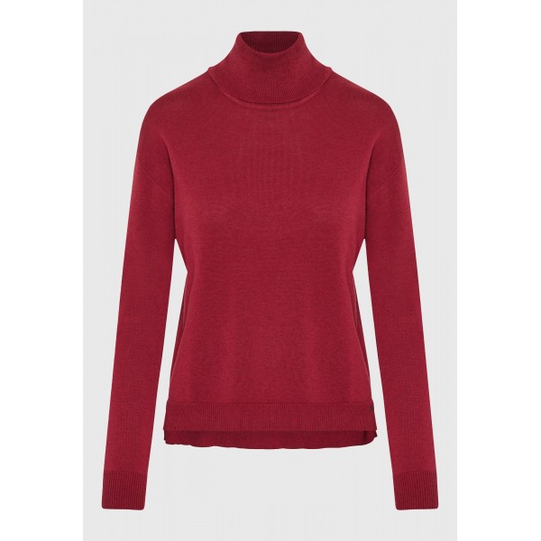 Funky Buddha Knitted Μπλούζα Με Ψηλό Λαιμό Γυναικεία (FBL012-102-09-WINE-RED)