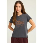 Funky Buddha Graphic T-Shirt Γυναικείο (FBL012-104-04-ANTHRACITE)