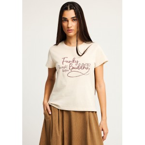 Funky Buddha Graphic T-Shirt Γυναικείο (FBL012-104-04-CLOUD-CREAM)