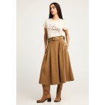 Funky Buddha Graphic Γυναικείο Κοντομάνικο T-Shirt Εκρού