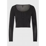 Funky Buddha Henley Μπλούζα Με Λαιμόκοψη Γυναικεία (FBL012-104-07-BLACK)