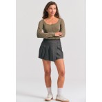 Funky Buddha Henley Μπλούζα Με Λαιμόκοψη Γυναικεία (FBL012-104-07-DUSTY-OLIVE)