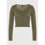 Funky Buddha Henley Μπλούζα Με Λαιμόκοψη Γυναικεία (FBL012-104-07-DUSTY-OLIVE)