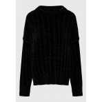 Funky Buddha Γυναικεία Πλεκτή Μακρυμάνικη Μπλούζα Μαύρη