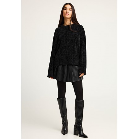 Funky Buddha Γυναικεία Πλεκτή Μακρυμάνικη Μπλούζα Μαύρη