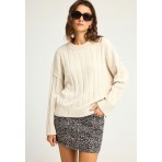 Funky Buddha Γυναικεία Πλεκτή Μακρυμάνικη Μπλούζα Εκρού