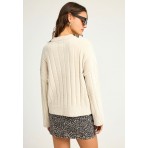 Funky Buddha Γυναικεία Πλεκτή Μακρυμάνικη Μπλούζα Εκρού