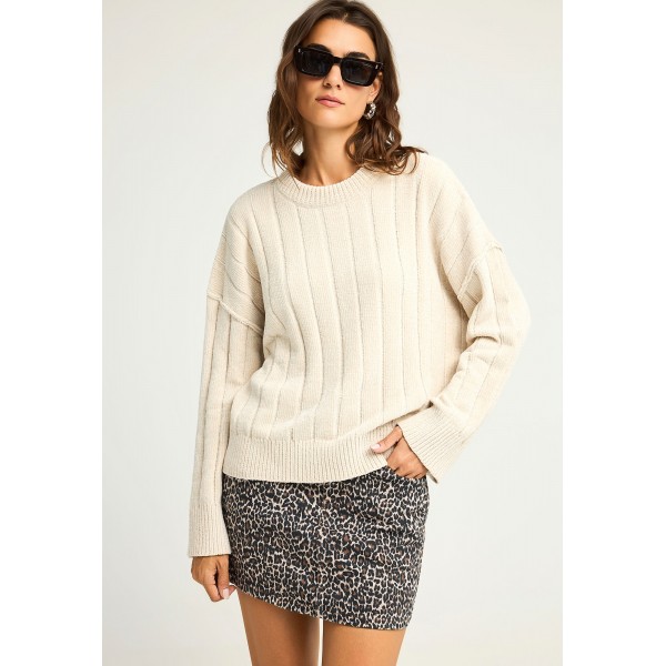 Funky Buddha Chenille Μπλούζα Πλεκτή Γυναικεία (FBL012-104-09-CLOUD-CREAM)