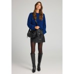 Funky Buddha Γυναικεία Πλεκτή Μακρυμάνικη Μπλούζα Μπλε