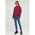 Funky Buddha Γυναικεία Πλεκτή Μακρυμάνικη Μπλούζα Βυσσινί