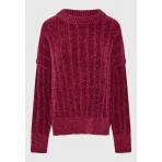 Funky Buddha Γυναικεία Πλεκτή Μακρυμάνικη Μπλούζα Βυσσινί