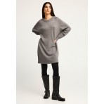 Funky Buddha Γυναικείο Πλεκτό Φόρεμα Γκρι