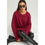 Funky Buddha Γυναικείο Πλεκτό Φόρεμα Βυσσινί