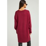 Funky Buddha Γυναικείο Πλεκτό Φόρεμα Βυσσινί