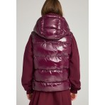 Funky Buddha Γυναικείο Puffer Μπουφάν Γιλέκο Βυσσινί