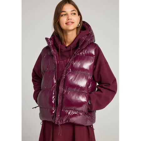 Funky Buddha Γυναικείο Puffer Μπουφάν Γιλέκο Βυσσινί