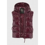 Funky Buddha Γυναικείο Puffer Μπουφάν Γιλέκο Βυσσινί