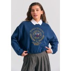 Funky Buddha Preppy Logo Μπλούζα Με Λαιμόκοψη Γυναικεία (FBL012-106-06-NAVY)