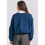 Funky Buddha Preppy Logo Μπλούζα Με Λαιμόκοψη Γυναικεία (FBL012-106-06-NAVY)