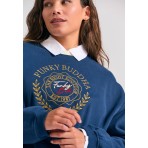 Funky Buddha Preppy Logo Μπλούζα Με Λαιμόκοψη Γυναικεία (FBL012-106-06-NAVY)