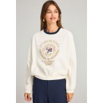 Funky Buddha Preppy Logo Μπλούζα Με Λαιμόκοψη Γυναικεία (FBL012-106-06-OFF-WHITE)