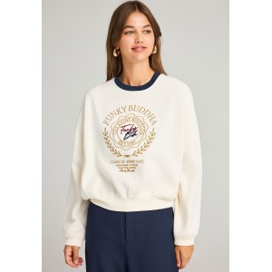 Funky Buddha Preppy Logo Μπλούζα Με Λαιμόκοψη Γυναικεία (FBL012-106-06-OFF-WHITE)