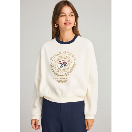 Funky Buddha Preppy Logo Μπλούζα Με Λαιμόκοψη Γυναικεία 