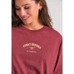 Funky Buddha Γυναικεία Μπλούζα Με Κοντό Μανίκι Και Τύπωμα (FBL012-107-04-MAROON)