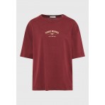 Funky Buddha Γυναικεία Μπλούζα Με Κοντό Μανίκι Και Τύπωμα (FBL012-107-04-MAROON)