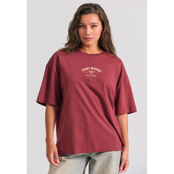 Funky Buddha Loose Fit T-Shirt Γυναικείο (FBL012-107-04-MAROON)