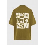 Funky Buddha Respect Nature Print T-Shirt Γυναικείο (FBL012-108-04-OLIVE)