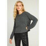 Funky Buddha Γυναικείο Πλεκτό Με Λαιμόκοψη (FBL012-108-09-STEEL-GREY)