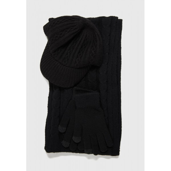 Funky Buddha Σετ Κασκόλ Γάντια Καπέλο (FBL012-108-10-BLACK)