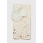 Funky Buddha Γυναικείο Σετ Κασκόλ Γαντια Καπέλο (FBL012-108-10-OFF-WHITE)