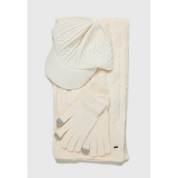 Funky Buddha Σετ Κασκόλ Γάντια Καπέλο (FBL012-108-10-OFF-WHITE)