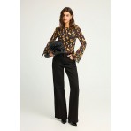 Funky Buddha See-Through Animal Print Μπλούζα Με Λαιμόκοψη Γυναικεία (FBL012-108-17-MULTI)