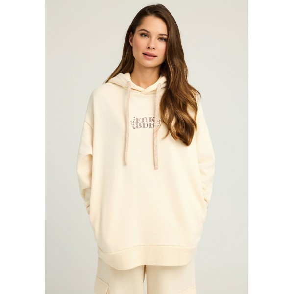 Funky Buddha Print On The Back Hoodie Γυναικείο (FBL012-110-06-CHALK)