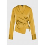 Funky Buddha Γυναικεία Μακρυμάνικη Μπλούζα Κρουαζέ Μουσταρδί