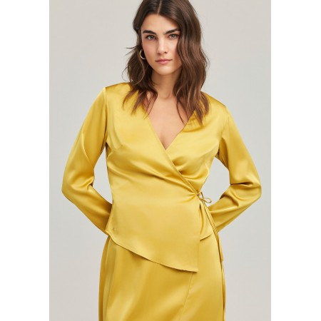 Funky Buddha Γυναικεία Μακρυμάνικη Μπλούζα Κρουαζέ Μουσταρδί