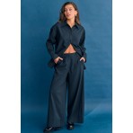 Funky Buddha Πουκάμισο Μακρυμάνικο Γυναικείο (FBL012-112-05-NAVY)