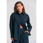 Funky Buddha Πουκάμισο Μακρυμάνικο Γυναικείο (FBL012-112-05-NAVY)