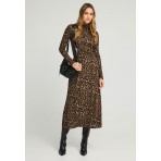 Funky Buddha Animal Print Μπλούζα Με Ψηλό Λαιμό Γυναικεία (FBL012-112-07-CHESTNUT)