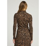 Funky Buddha Animal Print Μπλούζα Με Ψηλό Λαιμό Γυναικεία (FBL012-112-07-CHESTNUT)
