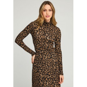 Funky Buddha Animal Print Μπλούζα Με Ψηλό Λαιμό Γυναικεία (FBL012-112-07-CHESTNUT)